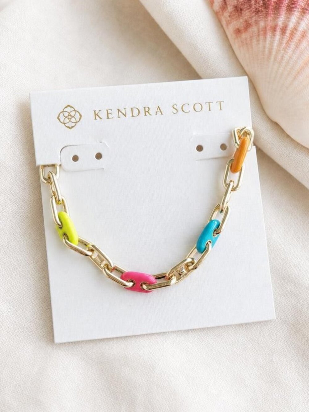Kendra Scott Bailey Gold Rainbow Multi Mix Chain Bracelet